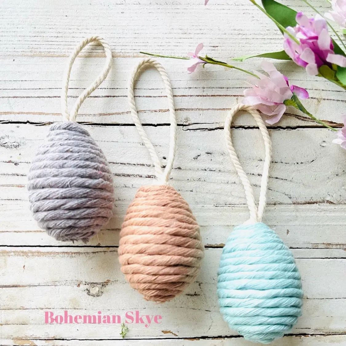 Macrame Easter egg, spring farmhouse decor