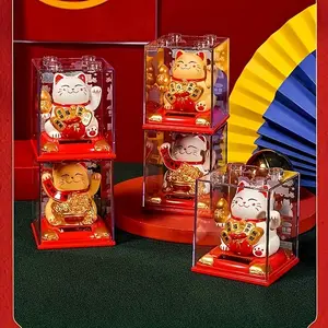 Automatic Solar Lucky Wealth Cat - Shaking Hand Car Ornament for Christmas Gift, Car Dashboard Decoration, Stocking Stuffers