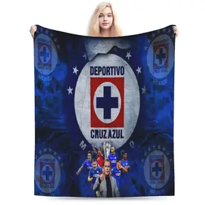 Cruz Azul football team themed flannel blanket, super soft and suitable for all seasons, perfect for home or holiday parties 50*40 blanket plushthin quilt holiday gift Intense Nacho Printed Flannel Blanket