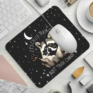 Black Starry Night Raccoon Square mouse pad Animal Aesthetic Desktop Decorative Protective Pad, Rubber Anti-slip Lockedge Work Pad, Non Slip Mousepad, Small Size Suitable for Laptop, Desktop Computer Games, Work, Family