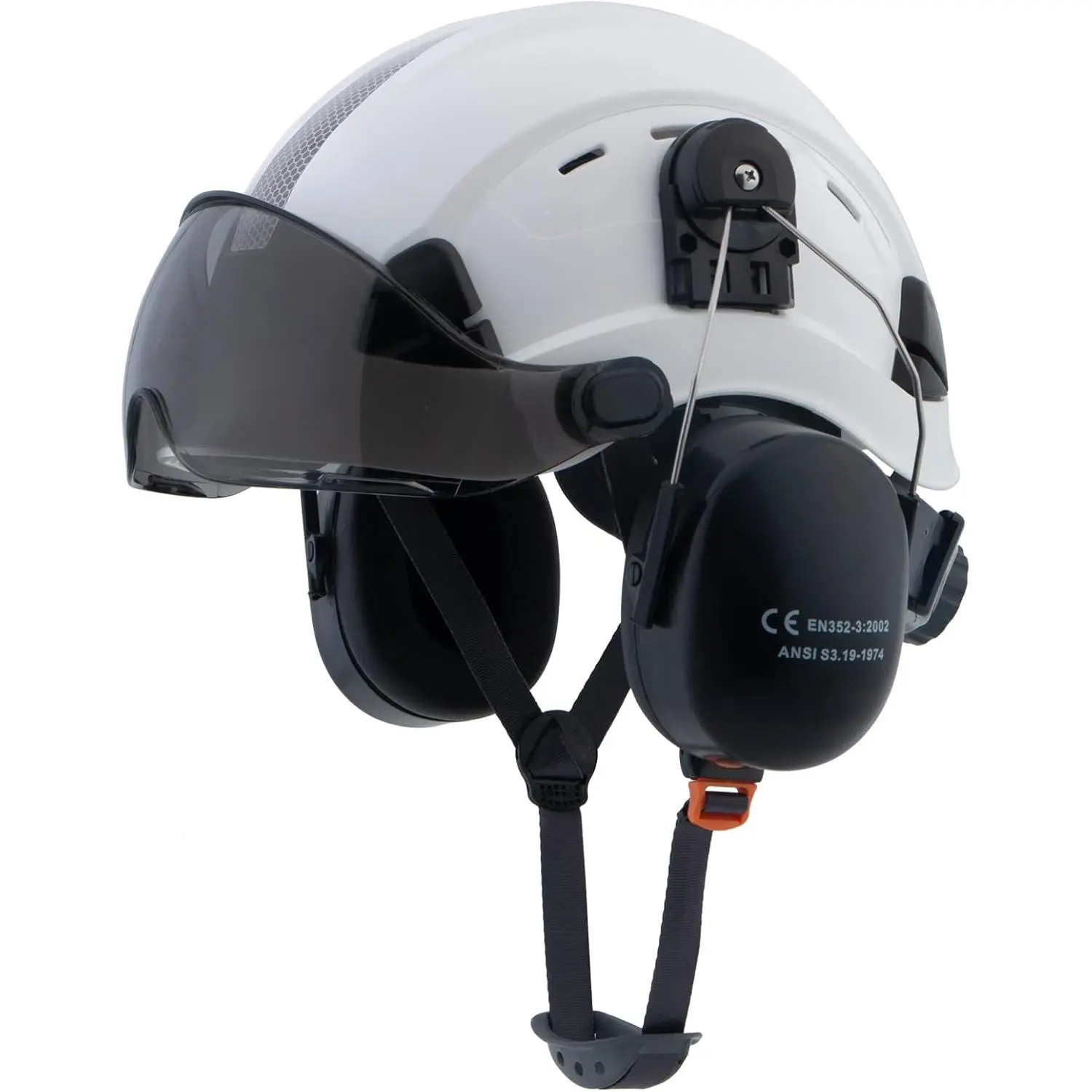 3-in-1 Durable Outdoor Forestry Hard Hat (Safety Helmet) - Strong and Lightweight ABS Shell, 8-Point Ratchet Suspension, 8-Vent Airflow, UV Visor, Face Shield, Ear Muffs, 20.5-24.8 in Adjustable Fit, 2.2 lbs, for Arborist Logging, Construction