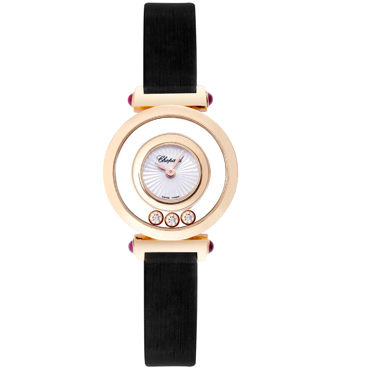 Chopard Happy Diamonds 25.8mm 204780-5201 Quartz White Mother-of-Pearl Dial 18K Rose Gold Women's Watch WHT032308