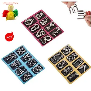 Metal Puzzle Ring Set 8pcs 16pcs 24pcs with pouch High-Quality Educational Intellectual Toys IQ Brain Teaser Puzzles for Kids & Adults Unique Gift Durable Nickel Plated Metal Wire Styles China