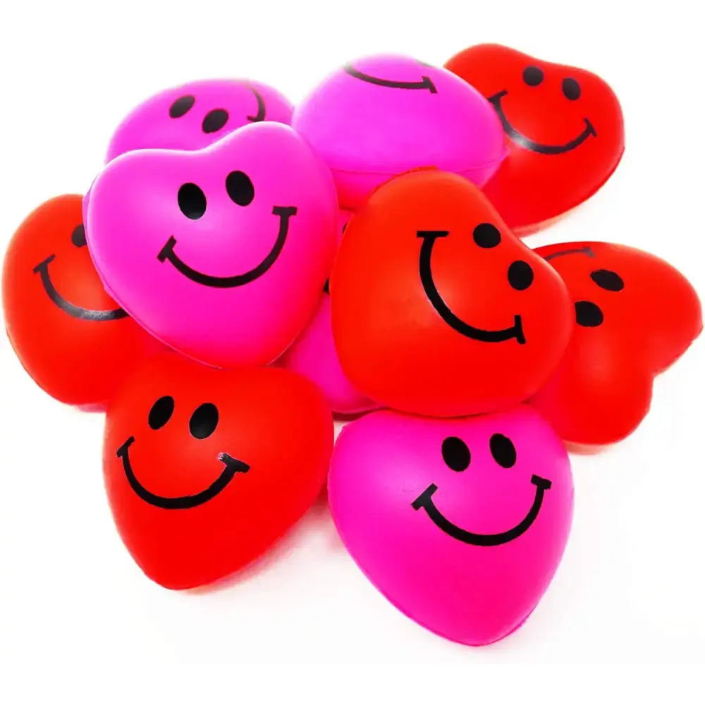 4E's Novelty 24-Pack Heart Stress Balls – 1.5” Mini Red Heart Stress Balls for Valentines Day