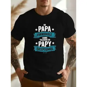 Men'S Plus Size "Super Papi" Graphic T-Shirt - Casual Crew Neck, Short Sleeve, Lightweight & Breathable, Ideal for Summer, Everyday Comfort Tee|Playful Text Design|Lightweight Tshirt