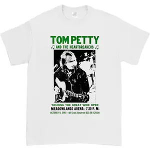 Tom Petty and the Heartbreakers Concert White Men's T-shirt Fullsize Casual Cotton Fabric Menswear