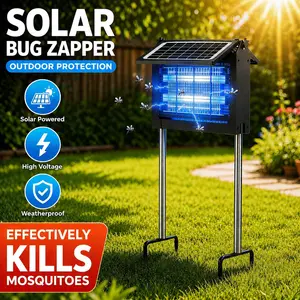 Solar Bug Zapper Outdoor, 4500V Electric Mosquito Zapper with Dual Solar Panels & USB Charging, Auto On/Off Mosquito Killer, IPX5 Waterproof Fly Trap for Backyard Patio Garden Camping