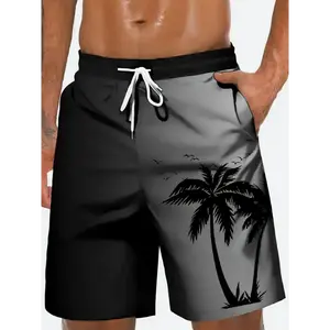 [Tropical Print Shorts] Tropical Polyester Mens Performance Shorts | Summer Beach & Active Drawstring Shorts, Adjustable Waist, Machine Washable, Sporty Fit for Outdoor Activities