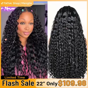[Pre Braided 7X6 Water Wave] Menglle Pre Styled Boho Curly Wig 7X6 Glueless Ready to Go Box Braided Water Wave Lace Front Human Hair Wig#springfresh#GiftedInLove