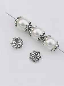 50pcs Double Layer Flower Bead Caps, Hollow Filigree Bead End Caps, Versatile DIY Jewelry Spacers for Earrings, Pendants, Necklaces, Bracelets