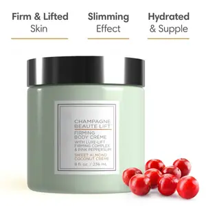 Champagne Lift Hydrating Firming Body Cream with Pink Pepperslim for Crepey Skin Moisturizer Tightens, Tones &Hydrates Dry Skin on Arms & Legs - 8 0z.