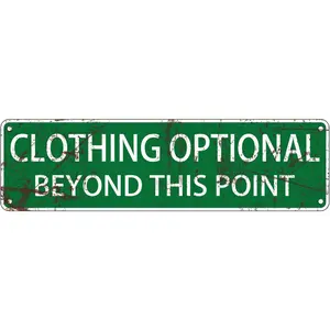 Clothing Optional Beyond This Point Sign Street Road Sign Metal Plate Wall Decor Metal Poster Cafe Bar Shop Cave Metal Sign 16X4 Inches