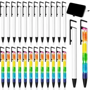 12Pcs Sublimation Pens Blank With Shrink Wrap Mobile Phone Stand Ballpoint Pen For Sublimation Blank Clip Pen For Office