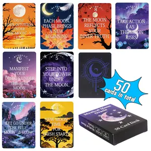 Mystical Moon Oracle Cards 50 pcs/Set Fortune-Telling Fun Family Gathering Tarot Deck 2 Players and More Card Games