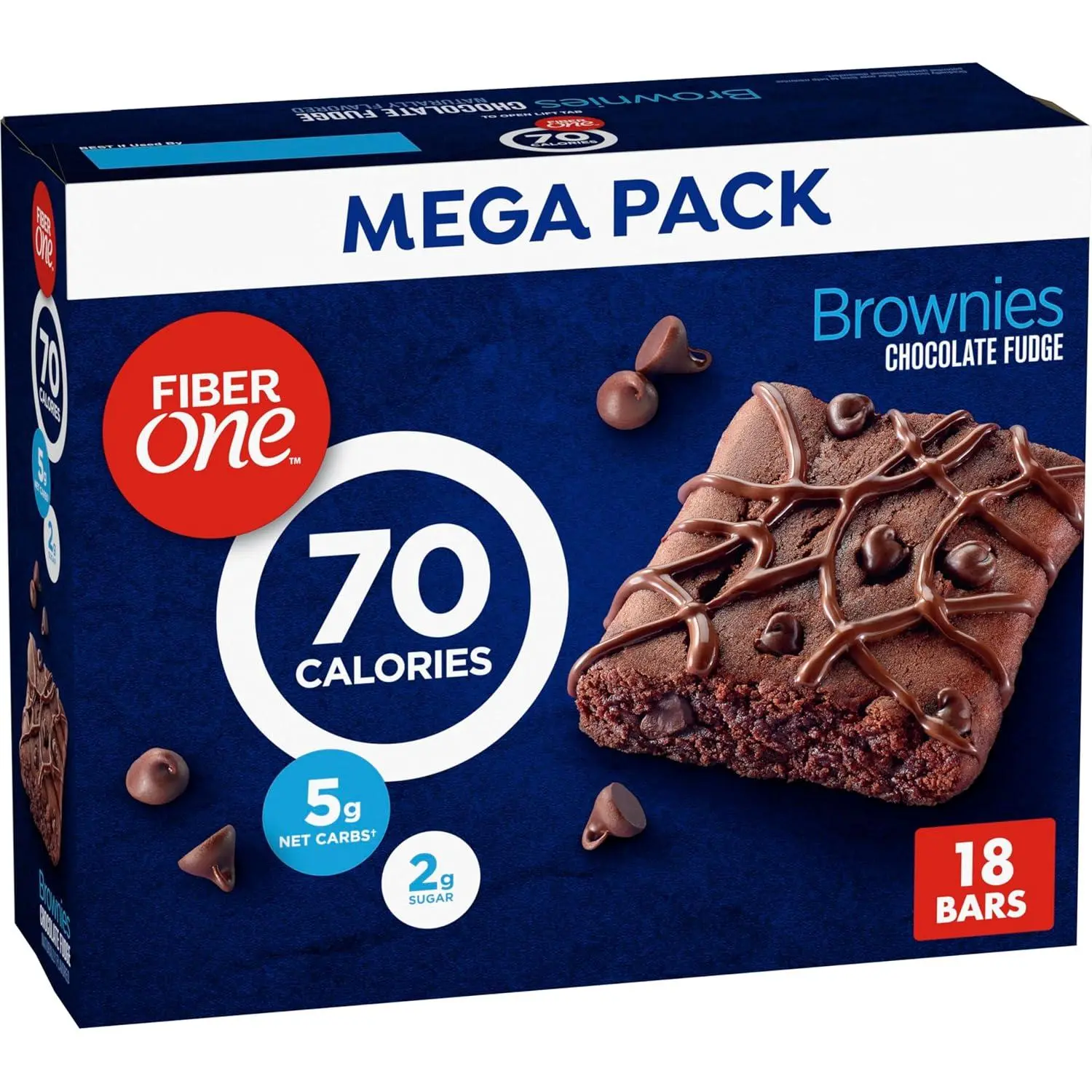 Fiber One 70 Calorie Brownies, Chocolate Fudge Snack Bars, Mega Pack, 18 Ct, 16 oz