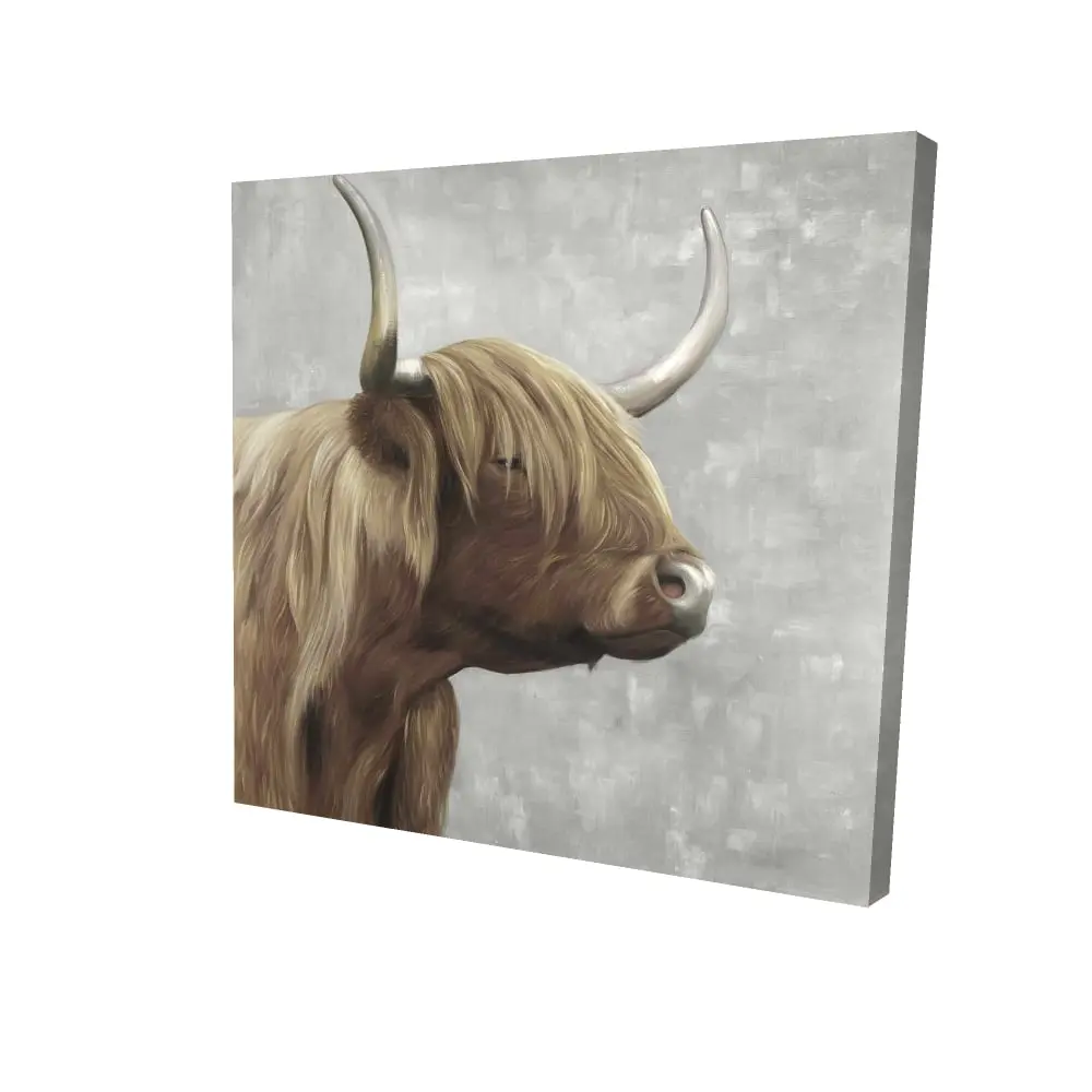 Begin Home Decor 2080-2424-AN316-2 24 x 24 in. Desaturated Highland Cattle Canvas - Home Decor Wall Art