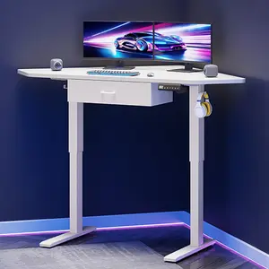 SEDETA Corner Electric Standing Desk, 32'' Small Height Adjustable Computer Desk with Drawer for Gaming, Small Space, Stand up Home Office Writing Desk