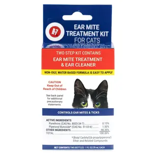 Miracle Care R-7M Ear Mite Treatment & Cleaner Kit for Cats