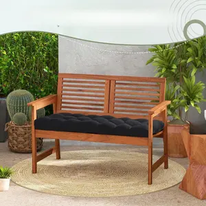 Indoor/Outdoor Bench Cushion 51.2"x19.7"x3.2" Waterproof Tufted Overstuffed Patio Cushion Thick Cotton Filler Comfortable Durable Swing Pad for Porch Hammock Egg Chair Garden Lounger Furniture Black/Grey Set of 1