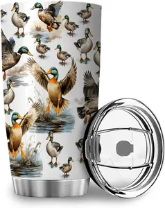 20oz Insulated Stainless Steel Mallard Duck Tumbler with Lid - Water Bottle Mug, Insulation Drinkware for Coffee, Tea - Indoor & Outdoor Camping Travel Kitchenware, Birthday Gift