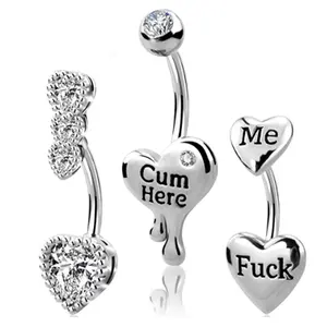 Heart-shaped zircon set letter simple navel piercing punk personalized navel ring piercing jewelry