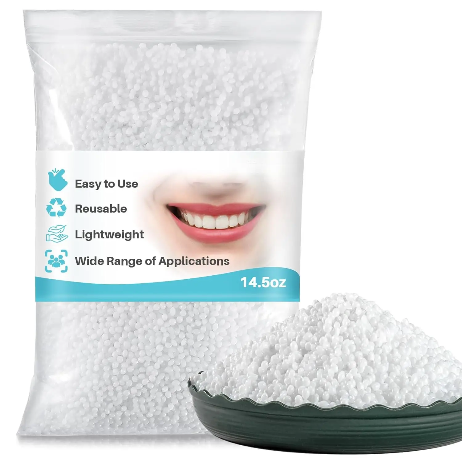 10.9oz Moldable False Teeth Beads - Tooth Repair Kit,Repair Thermoplastic Beads, Plastic Pellets for DIY Tooth Filling, Halloween Vampire Teeth Fangs ldeal for Chipped, Cracked
