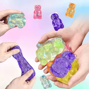 Trendy Kawaii Food  Toy, Aurora Gummy Bear Jelly Soft Filled Squeeze Toy, Healing Anxiety Relief Sensory Fidget, Portable Leisure Hand Play for Home Office, Sweet Holiday Party Gift for Kids Adults sugar oobleck squishy