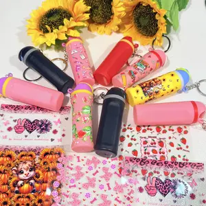 10pcs Colorful Fruit Cup Mini Keychains and Bag Accessories Can Contain Coins Lipstick Etc