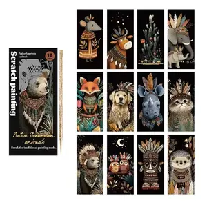 12 Scratch Art Sheets — American Animals Series | Educational Crafts, Creative Projects, DIY, Colorful Doodles | Scratch Art, Foil Scratch-offs, Engraving Art | The Perfect Choice for Birthdays, Holidays, New Year, and Christmas Gifts