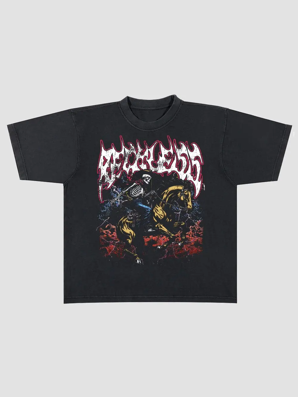 Young & Reckless (Y&R) Men's Oversized Short-Sleeve Streetwear T-Shirt - Black Top, Casual, Graphic, Menswear, Round Neck