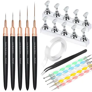 ✨ 14-Piece Nail Art DIY Brush and Tool Kit, Nail Art Set, Including Dual-Ended Dotting Pens / Liner Brushes / Magnetic Nail Holder / Double-Sided Tape and Tweezers, Suitable for Home DIY and Salon Nail Art Designs, Recommended by Nail Artists