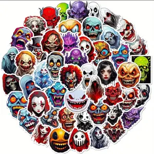 50 Pack of Horror, Skeleton, Zombie and Scary Themed Stickers and Waterproof Decals