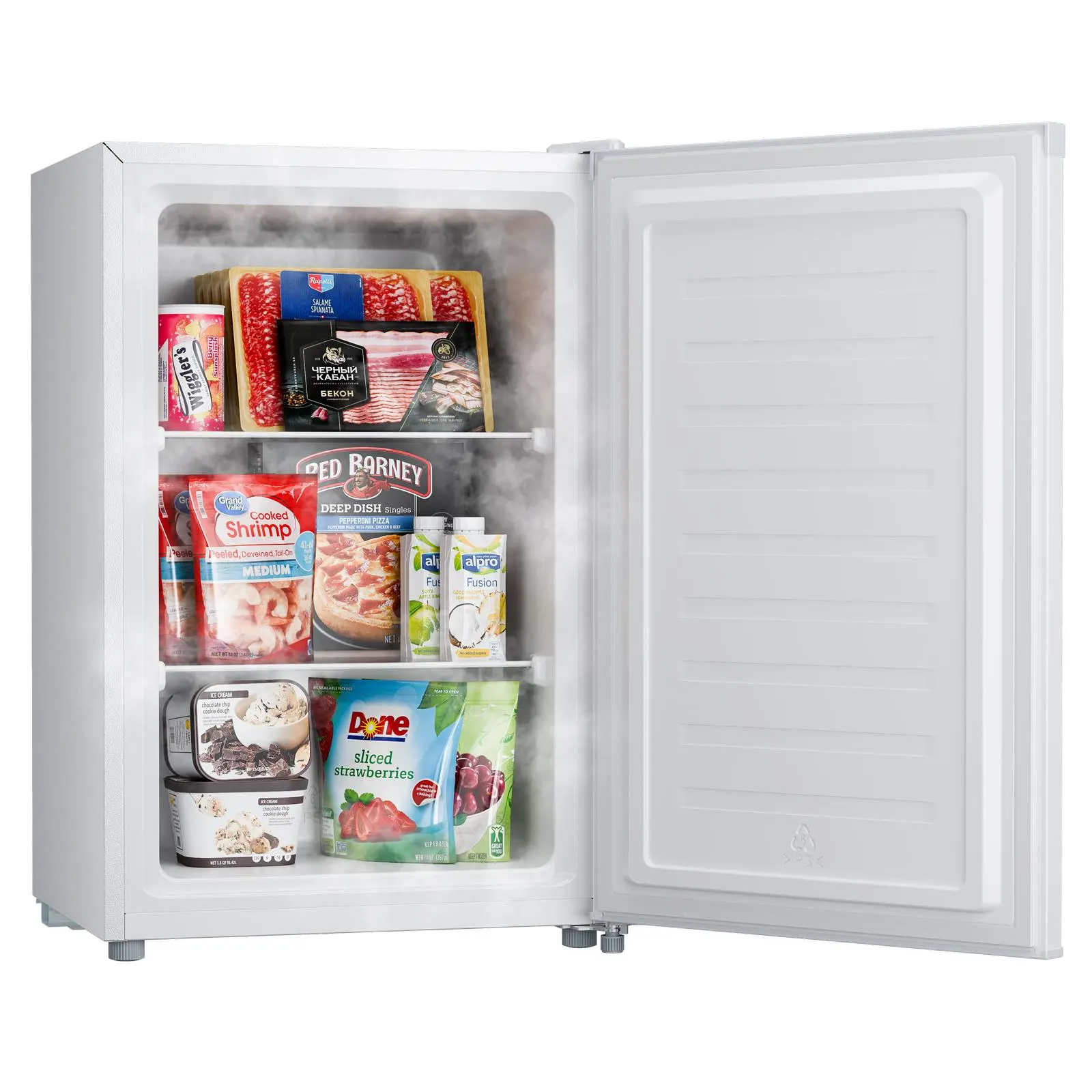 Upstreman 3.0 Cu.ft Compact Upright Mini Freezer, White UP30, Lightweight with Reversible Door, Fast-Efficient Cooling, 5 Thermostats, Ice Trays, Defrosting Tools, -24°C/-12°C, for Home, Apartment, Office, RV