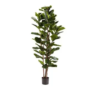 Pure Garden Artificial Fiddle Leaf Fig Tree 72"H Faux Plant