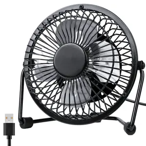 Desk Fan Quiet Small USB Fan 360° Rotation Portable Table Fan 2 Speed Mini Personal Fan Air Cooling Electric Fan for Home Office Bedroom Travel Camping, 4 inch Black