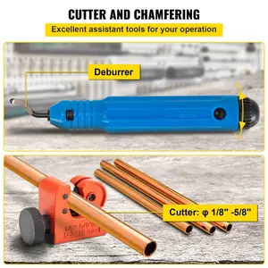 VEVOR Hydraulic Flaring Tool Kit, 45 Double Flaring Tool, Brake Repair Brake Flaring Tools for 3/16-1/2, Brake Flare Tool with Tube Cutter and Deburrer, 32 PCS Tube Flaring Tools for Copper Lines
