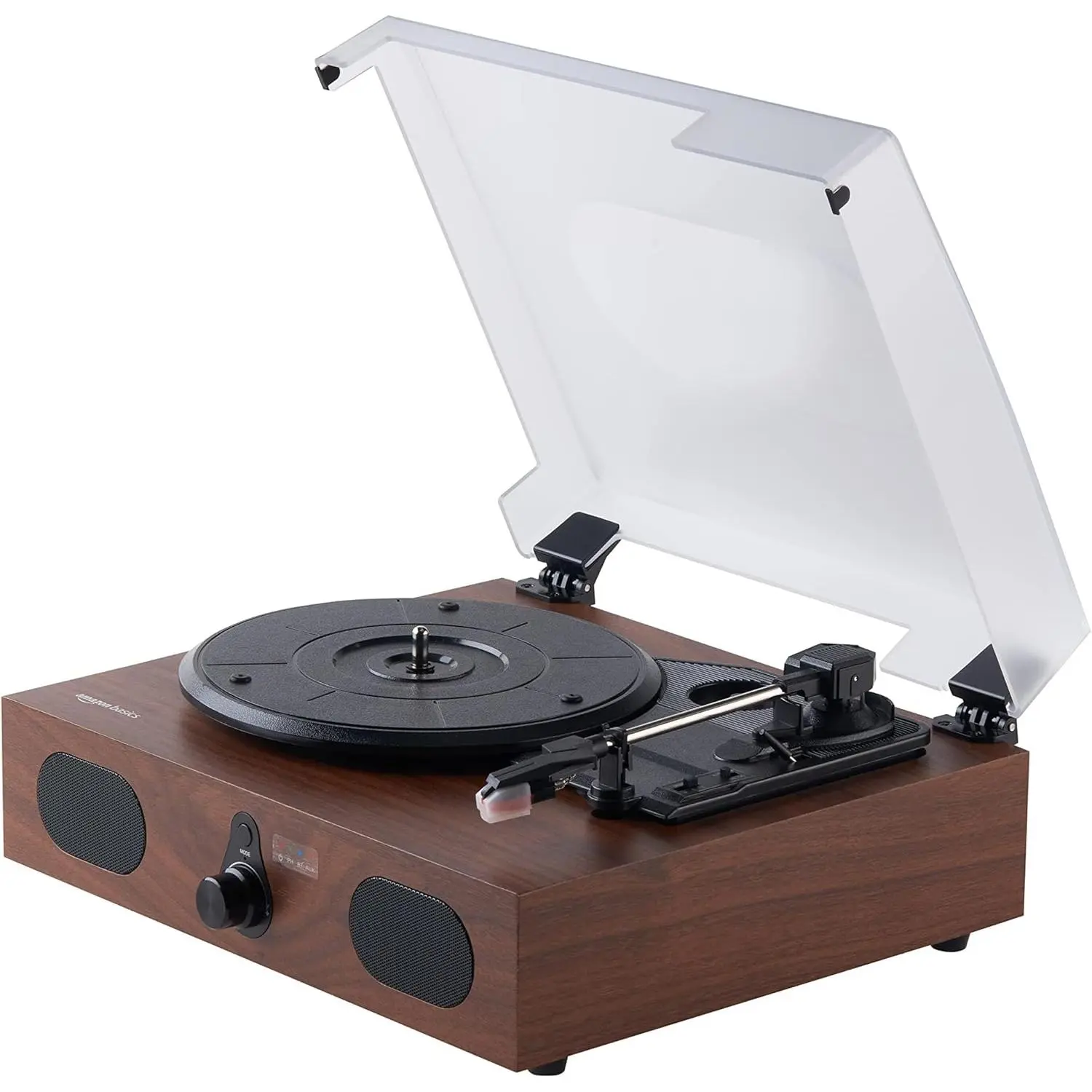 Black 3-Speed Desktop Vinyl Record Turntable with Bluetooth, Built-in Speakers, Diamond Needle, RCA Output, Smooth Playback, AUX Input