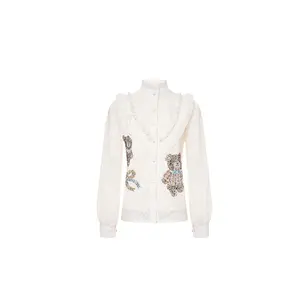 TCH - Beige, Shirt, Bear, Rhinestone, Women