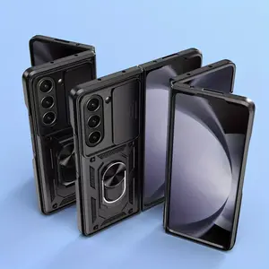 Shockproof Protective Case for Samsung Galaxy Z Fold 7 6 5 4 3  & Z Flip 7 6 5 4 3 & Motorazr 60 50 40 Ultra with Slide Camera Lens Cover & Metal Ring Kickstand