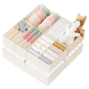 Criusia 10-Pack Foldable Drawer Organizer Bins - Home Storage Dividers for Baby Clothes, Underwear, Socks in Nursery, Bedroom