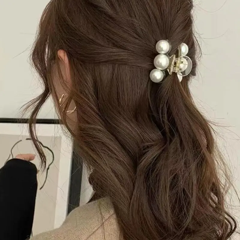 Faux Pearl Decor Hair Claw Clip, Elegant Simple Easy Grasping Hair Accessories for Women, Minimalist Headwear Suitable for Hair, Fashion Hair Accessories for Party, Daily Clothing Decor, Pearl Hair Clips, Goddess Hair Clip, Hairclips