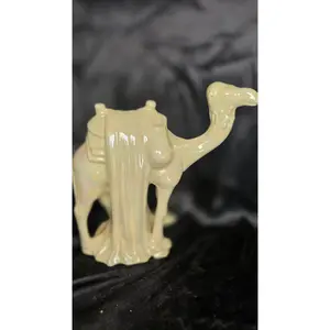 Vintage Iridescent Ceramic Camel Figurine Nativity Creche Piece Pearl Glaze
