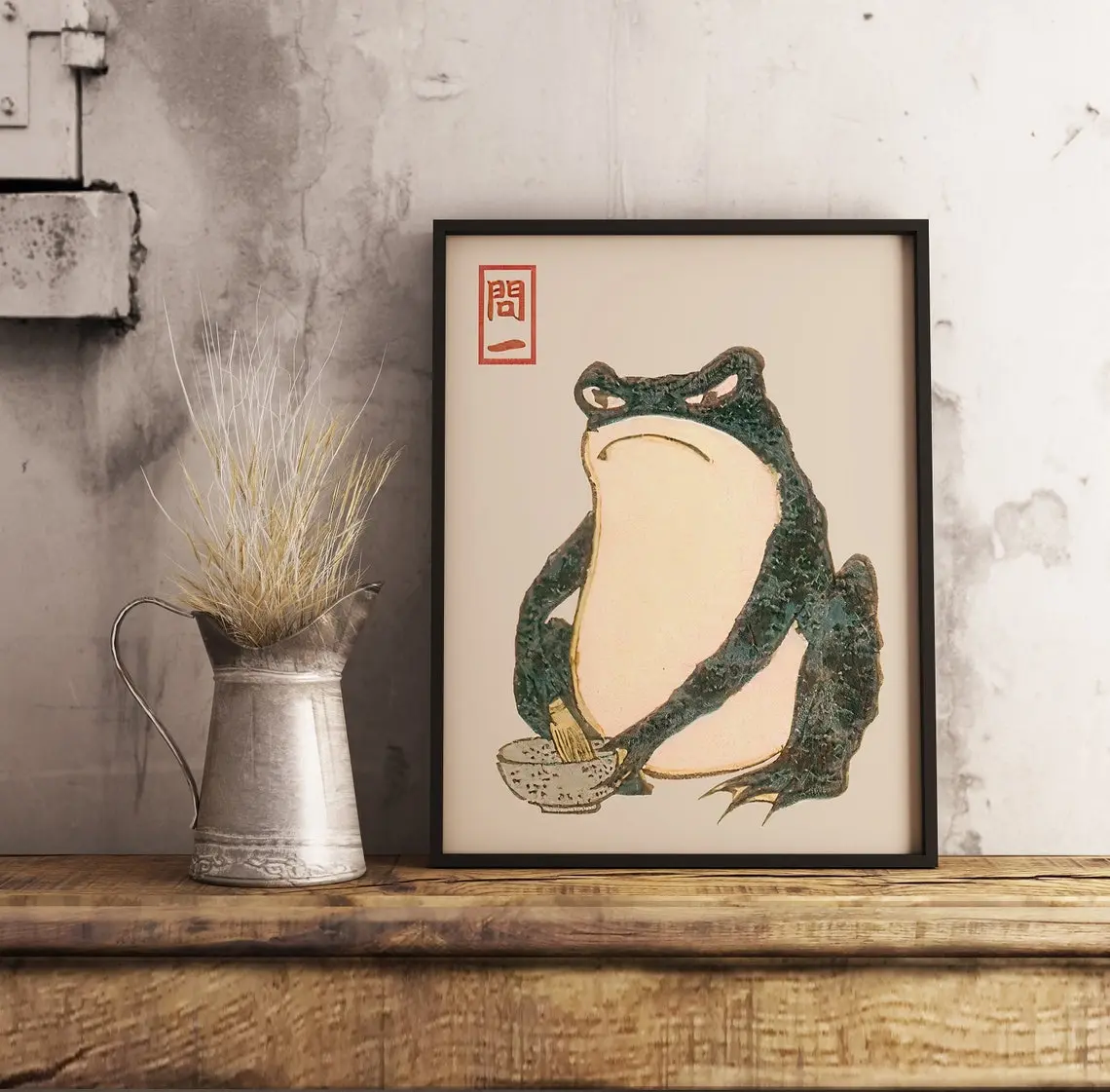 [No Frame] Matsumoto Hoji Art Print, Japanese Frog Poster, Frog, Matsumoto Hoji Animal Art Print, Frog Poster, Funny Animal Print, Animal Gift