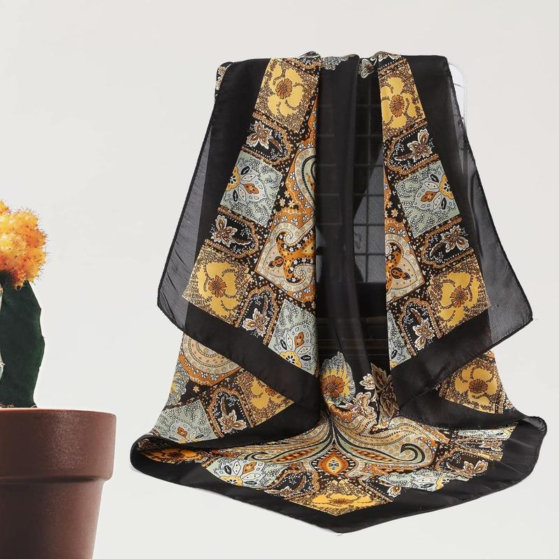 4 Pcs 27 Inch Silk Scarf for Women Hair Satin Scarf Square Silk Bandanas Large Head Scarves for Sleeping