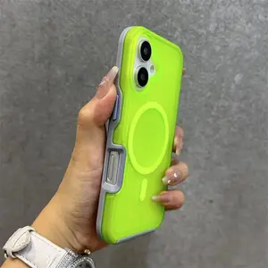 Magnetic Neon Color Matte Translucent Armor 1 Shockproof Case For iPhone 17 16 13 124 15 Pro Max For Magsafe Wireless Charge Cover