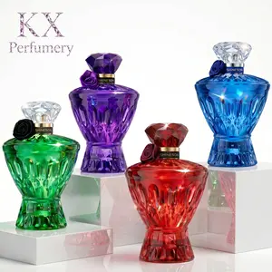 Luxury Gemstone Perfume Set for Him & Her, 4-Piece Crystal Eau de Parfum Bundle, Ruby Red, Emerald Green, Twilight Amethyst & Sapphire Blue Bottles, Long-Lasting Gift Set tiktokshopspringglowup