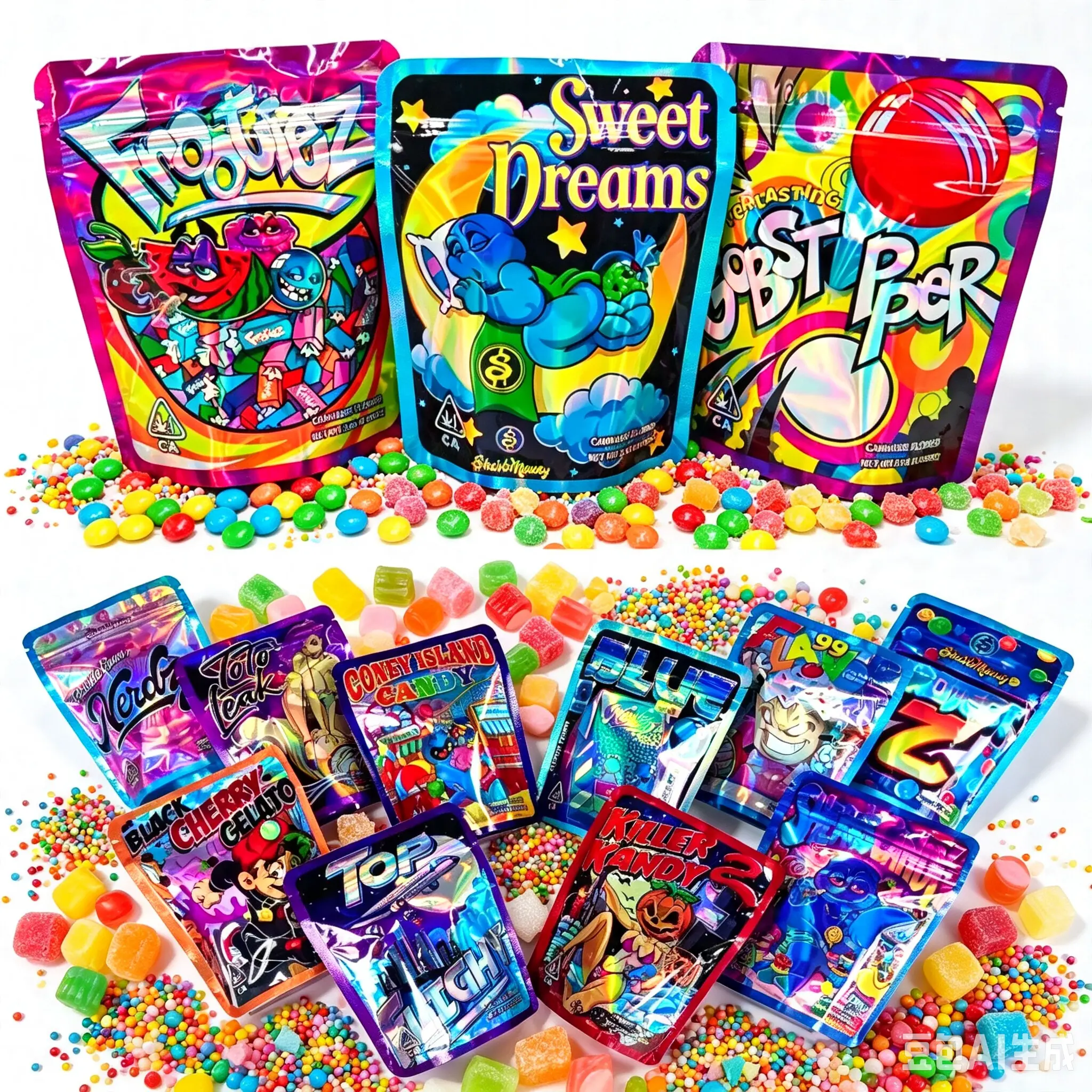 100/200 Pack 3D Laser Printed Decorative Gift Bags for Holiday & Birthday Gift Wrapping |   Party Supplies