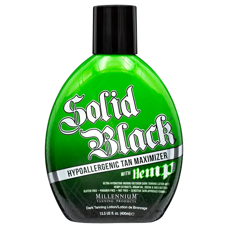 Millennium Tanning Solid Black Hypoallergenic Tan Maximizer with Hemp – Hydrating Indoor/Outdoor Tanning Lotion, Argan Oil & Shea Butter, 13.5 oz