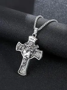 Vintage Cross Pendant Adjustable Charms Necklace for Men & Women, Stainless Steel Gothic Mystery Jewelry for Party, Daily Clothing Decor, Trendy All-match & Exquisite Jewelry for Birthday Gift