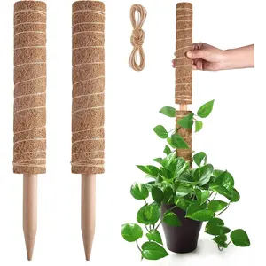 2-Piece Set 15.7-Inch Stackable Moss Sticks, Ideal for Climbing Plants, Indoor Rock Climbing Plant Support, Coconut Shell Plant Pole, Garden Trellis